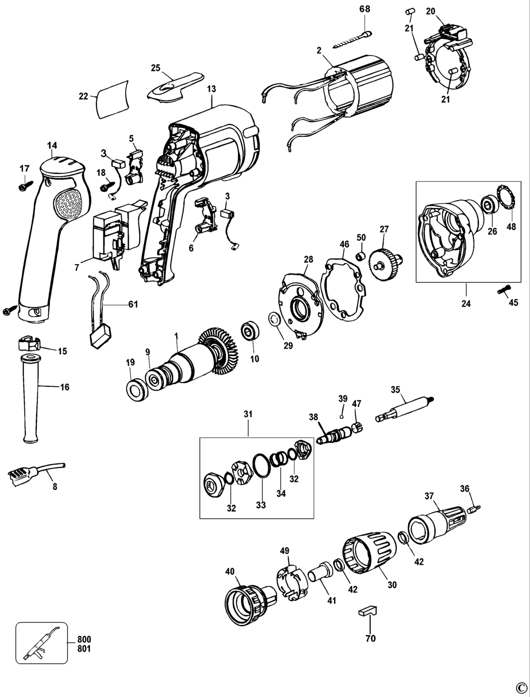 Dewalt DW274KN Type 3 Screwdriver Spare Parts