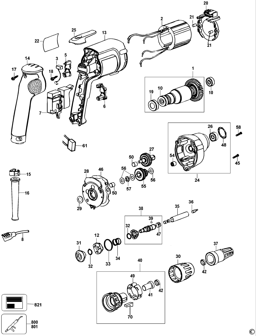 Dewalt DW258 Type 3 Screwdriver Spare Parts