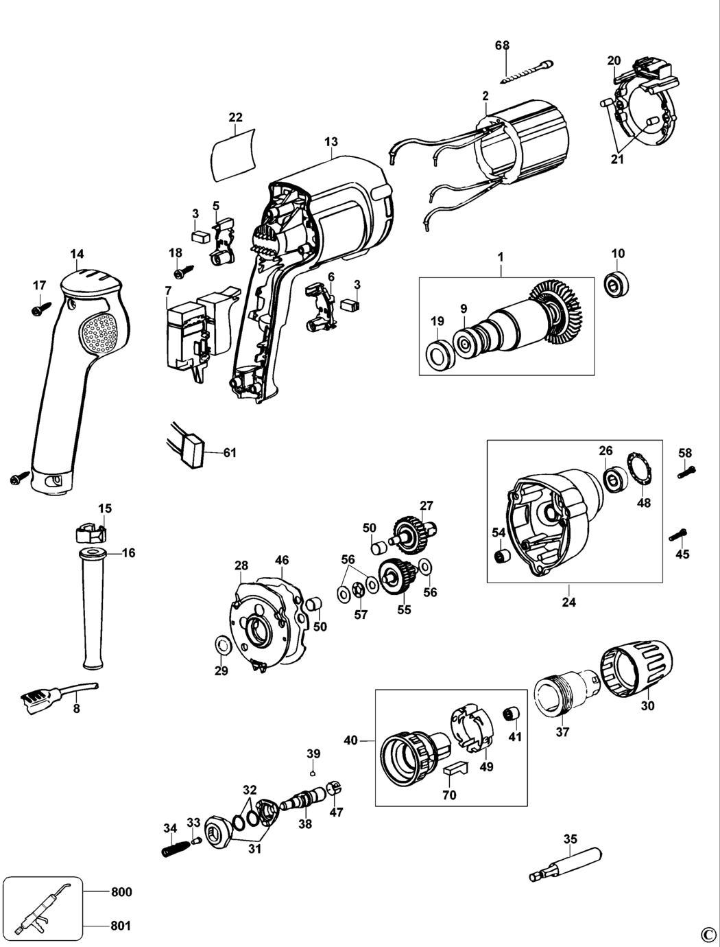 Dewalt DW264K Type 2 Screwdriver Spare Parts