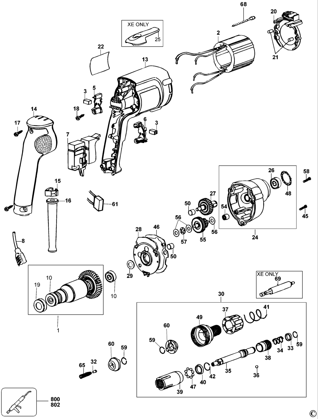 Dewalt DW269K Type 4 Screwdriver Spare Parts