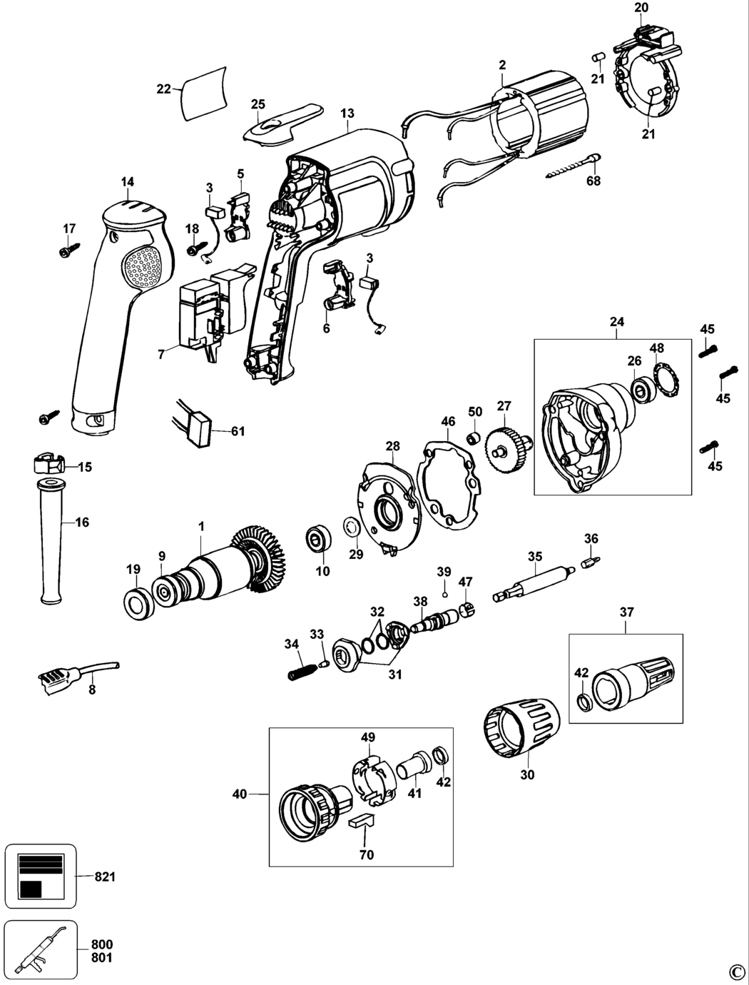 Dewalt DW275K Type 2 Screwdriver Spare Parts