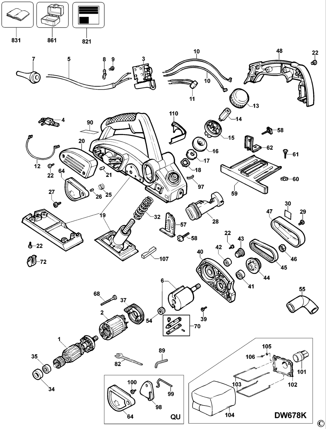 Dewalt DW678 Type 4 Planer Spare Parts