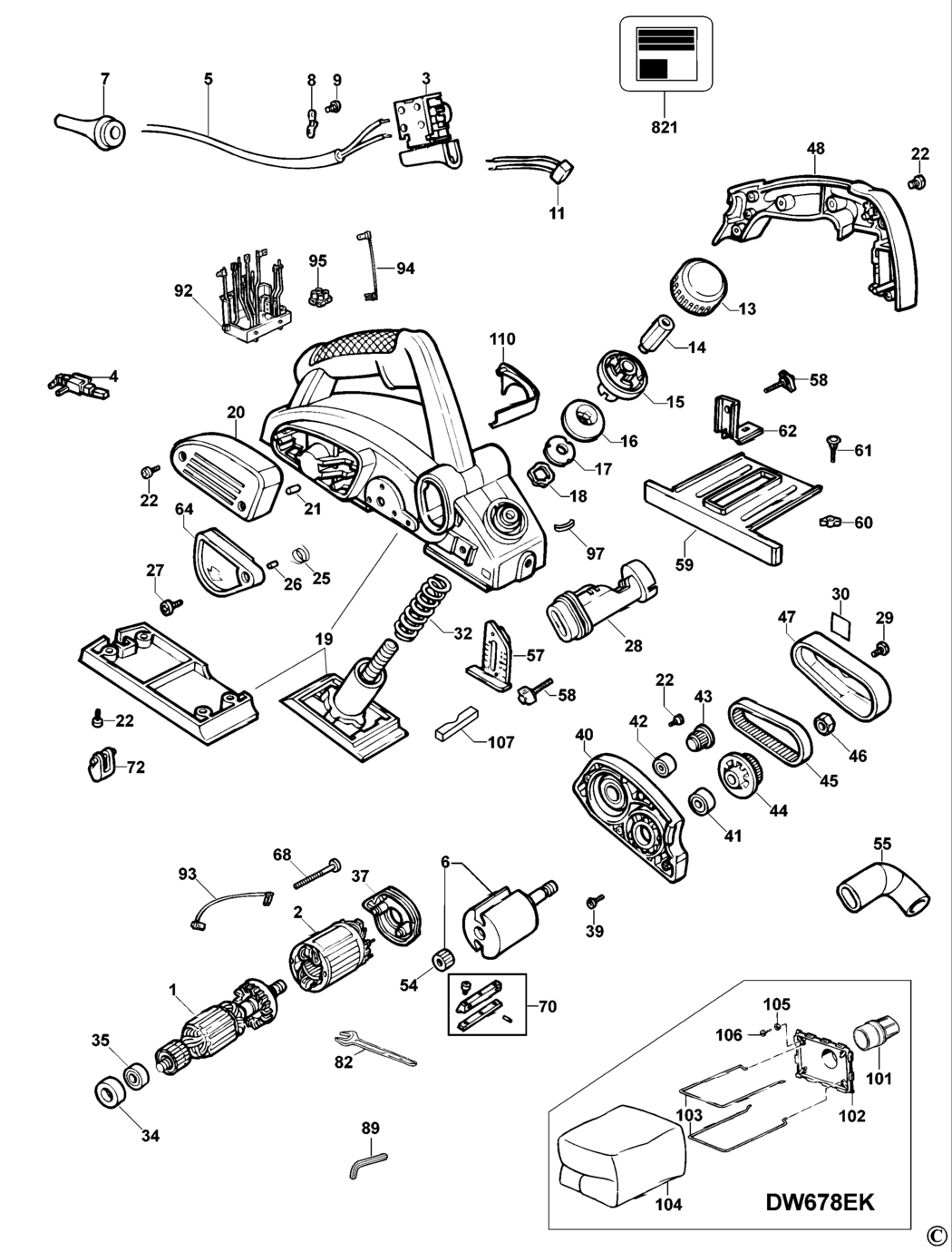 Dewalt DW678E Type 4 Planer Spare Parts