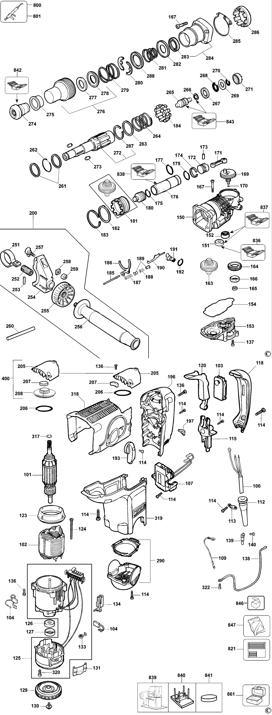 Dewalt D25600K Type 2 Rotary Hammer Spare Parts