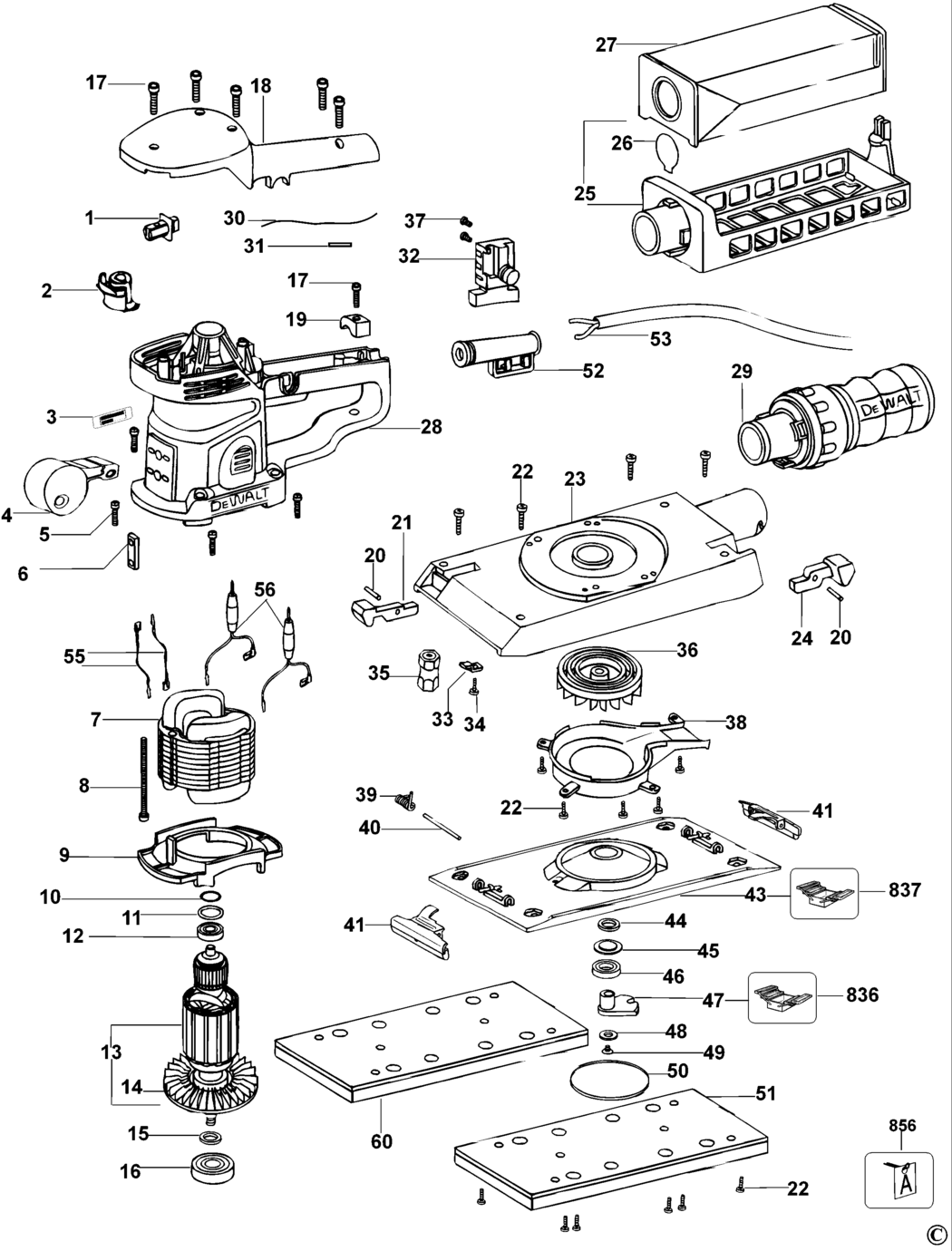 Dewalt D26421 Type 1 Sander Spare Parts