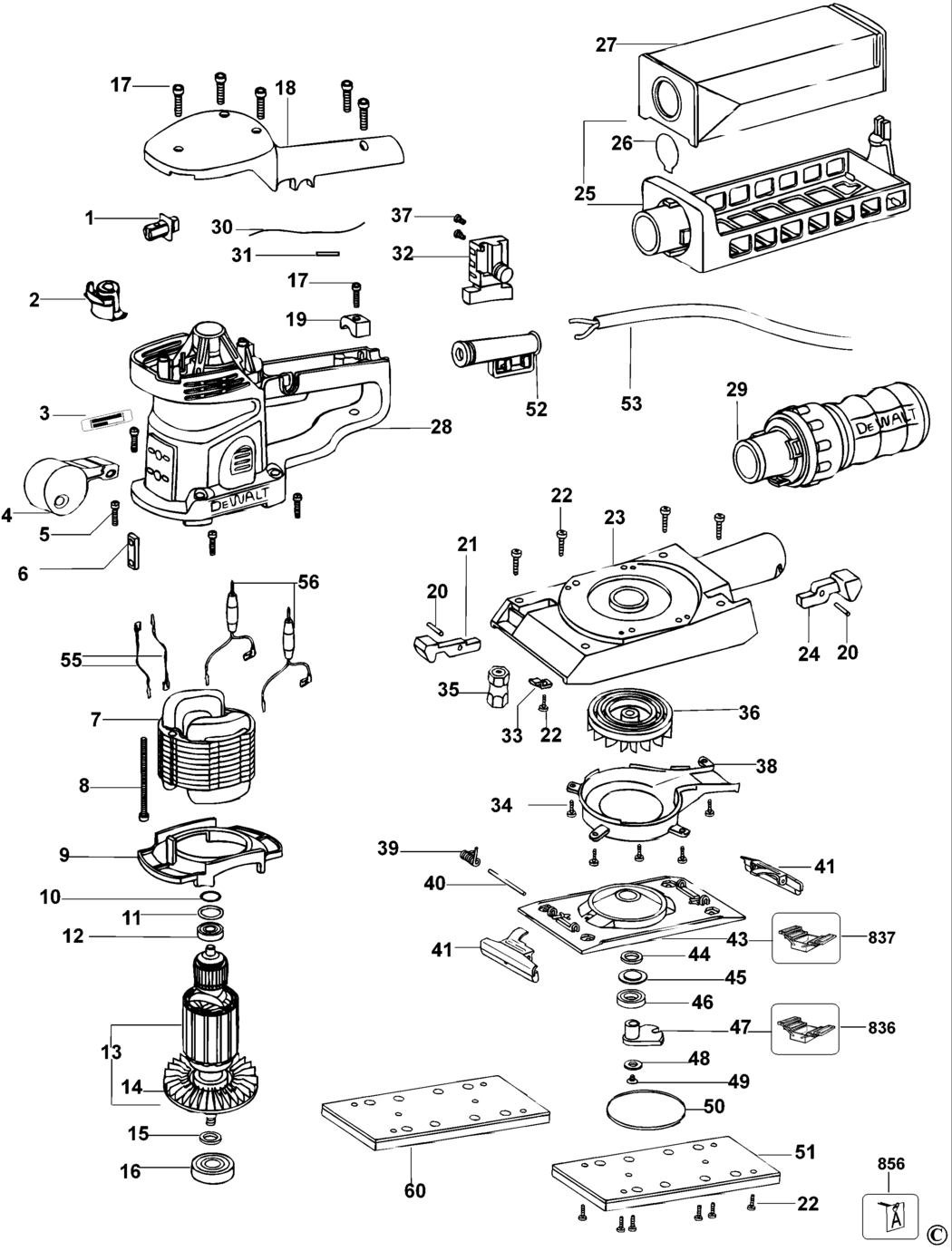 Dewalt D26423 Type 1 Sander Spare Parts