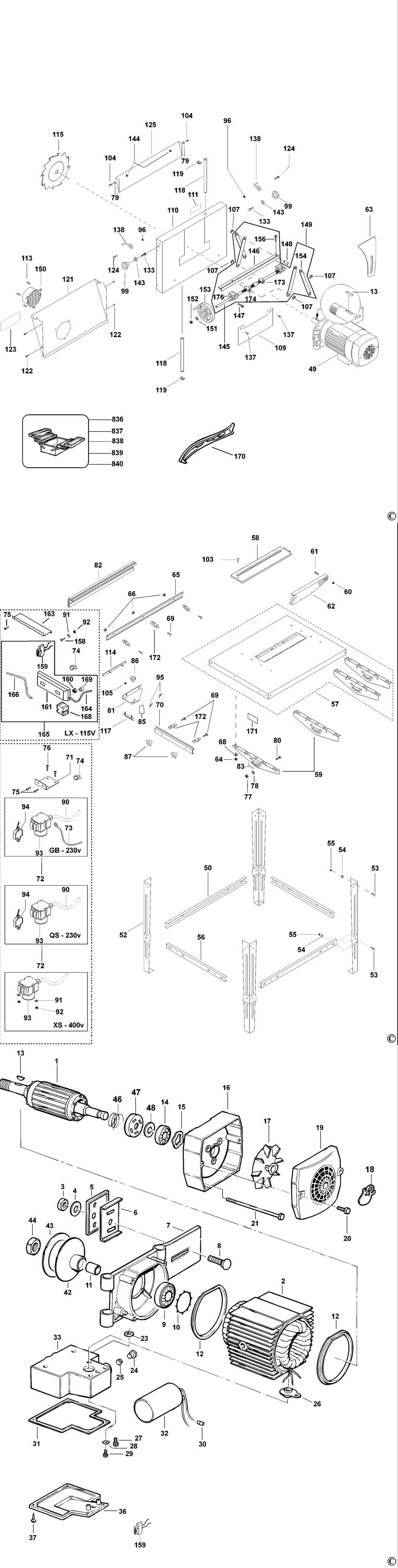 Dewalt D27400 Type 1 Site Saw Spare Parts