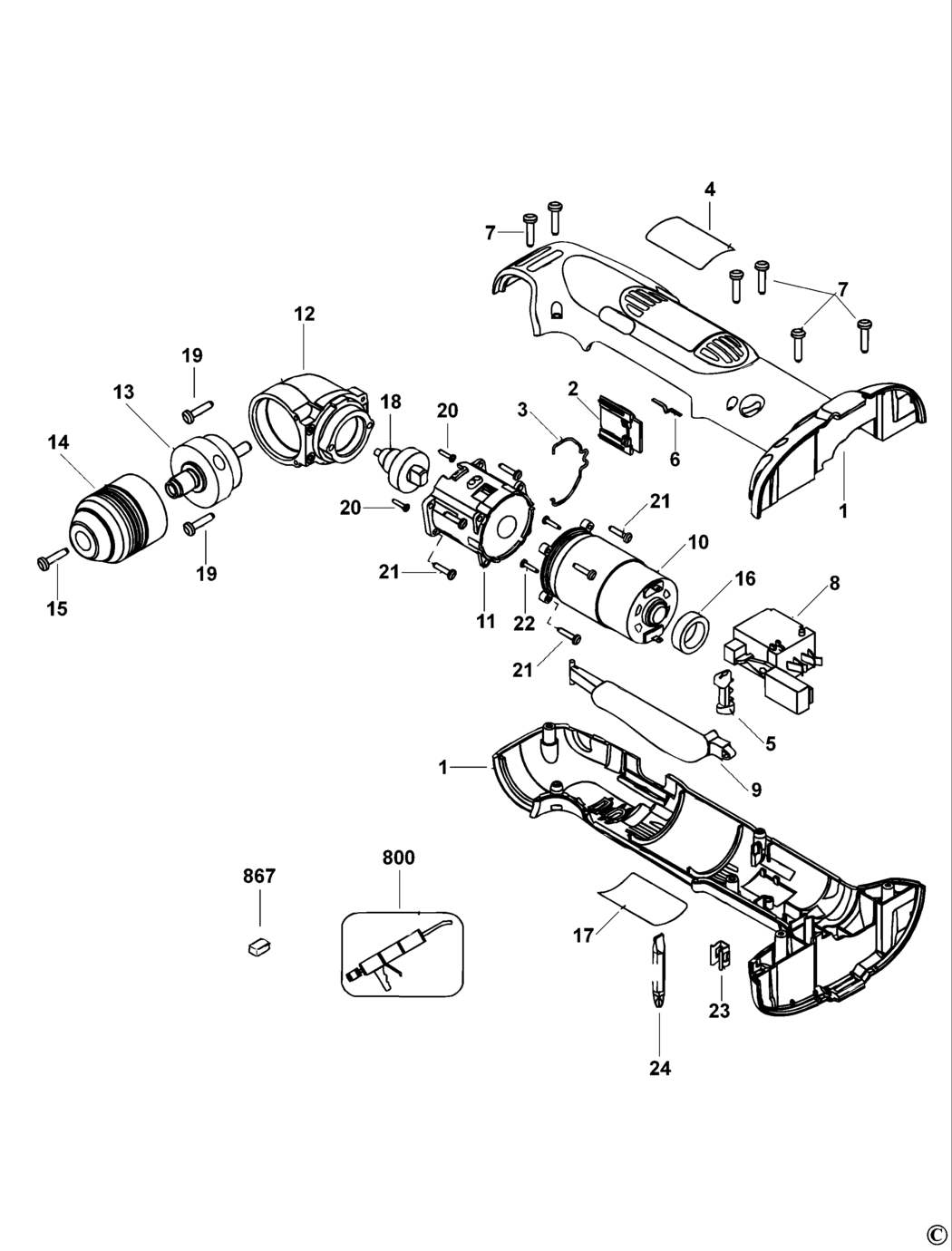 Dewalt DW960 Type 1 Right Angle Drill Spare Parts