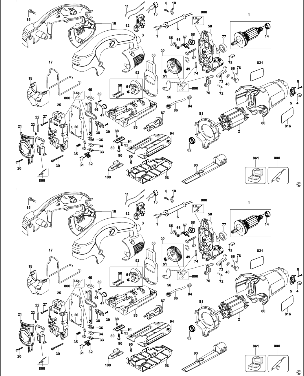 Dewalt DW331 Type 1 Jigsaw Spare Parts