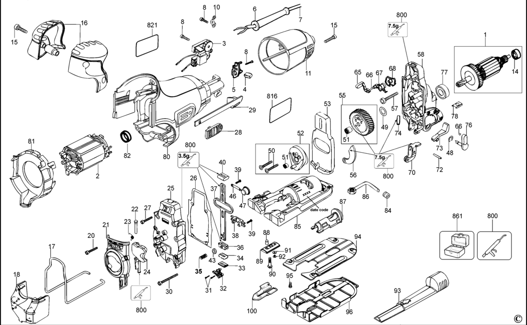 Dewalt DW333 Type 1 Jigsaw Spare Parts