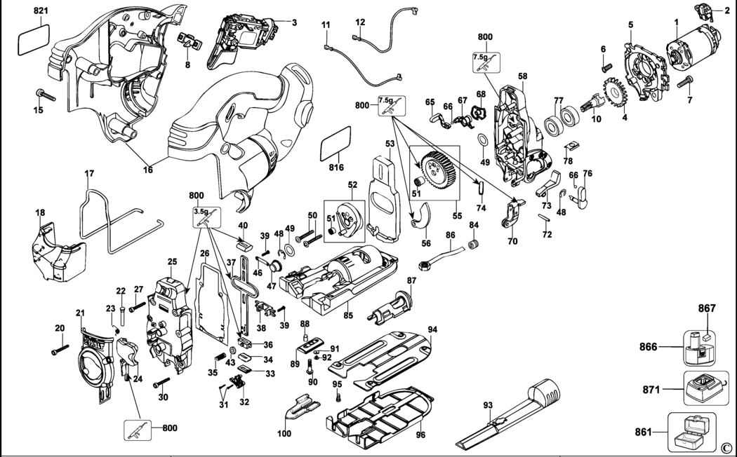 Dewalt DC330 Type 1 Cordless Jigsaw Spare Parts