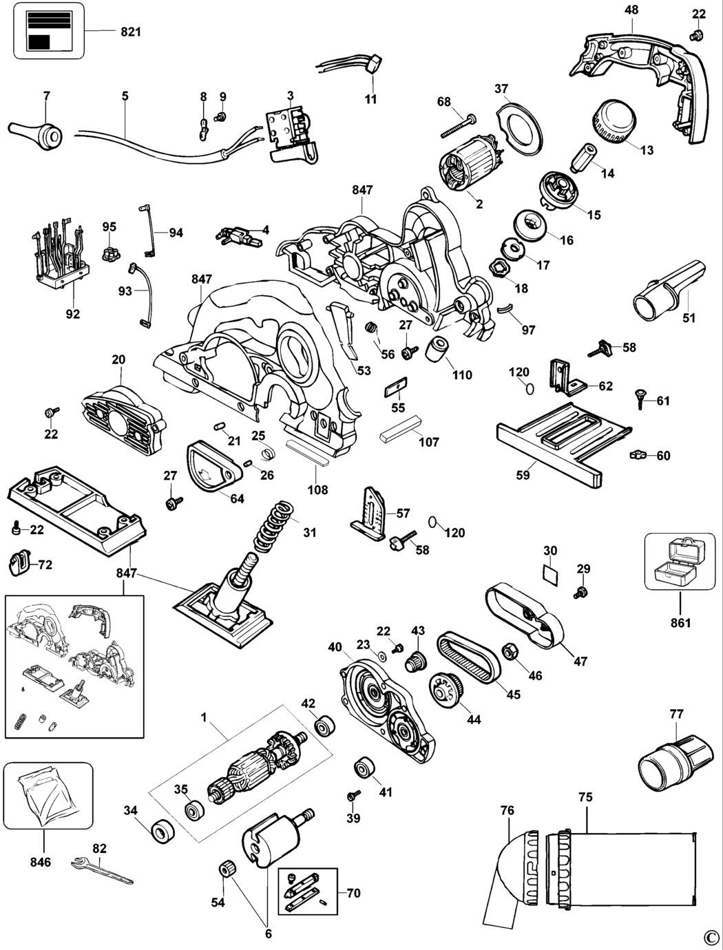 Dewalt D26501 Type 1 Planer Spare Parts