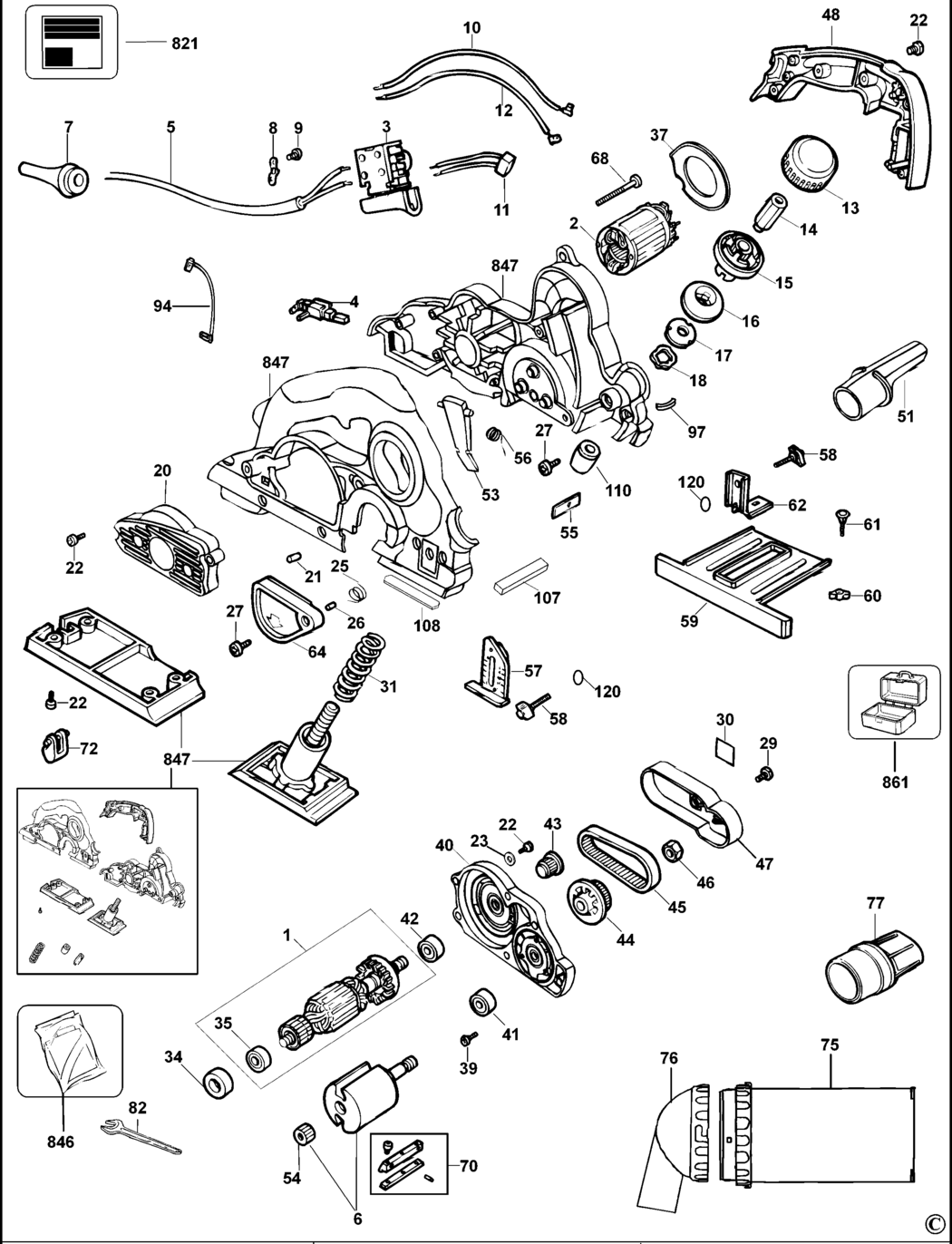 Dewalt D26500 Type 1 Planer Spare Parts