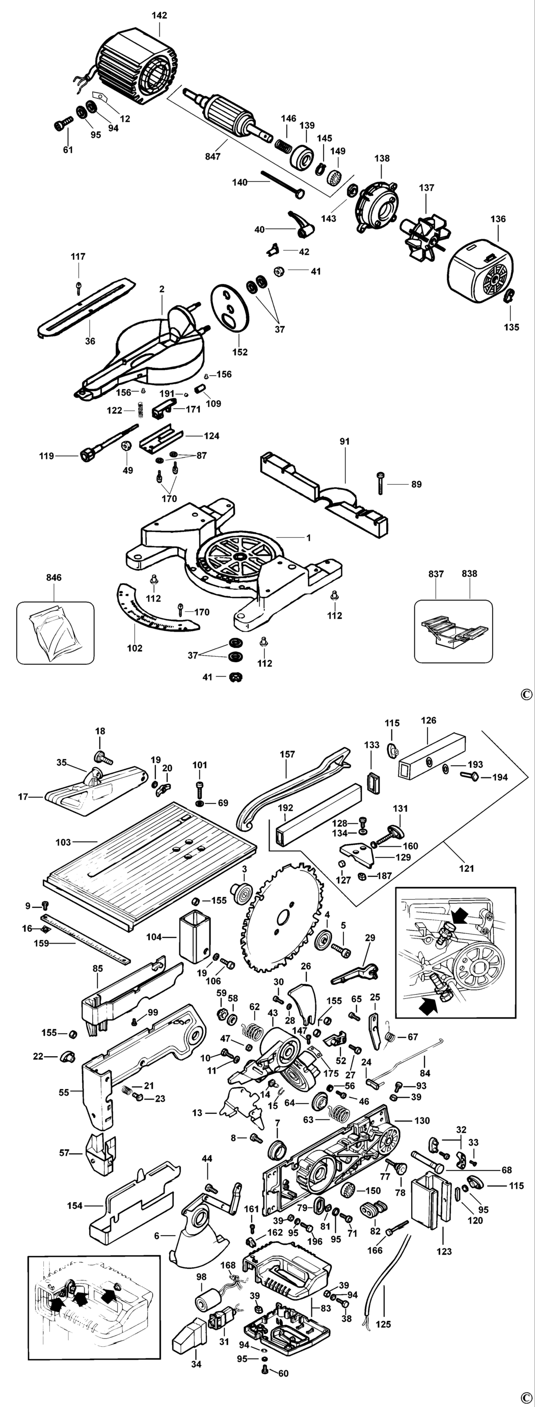 Dewalt DW711 Type 2 Table Saw Spare Parts | Miles Tool Machinery Centre