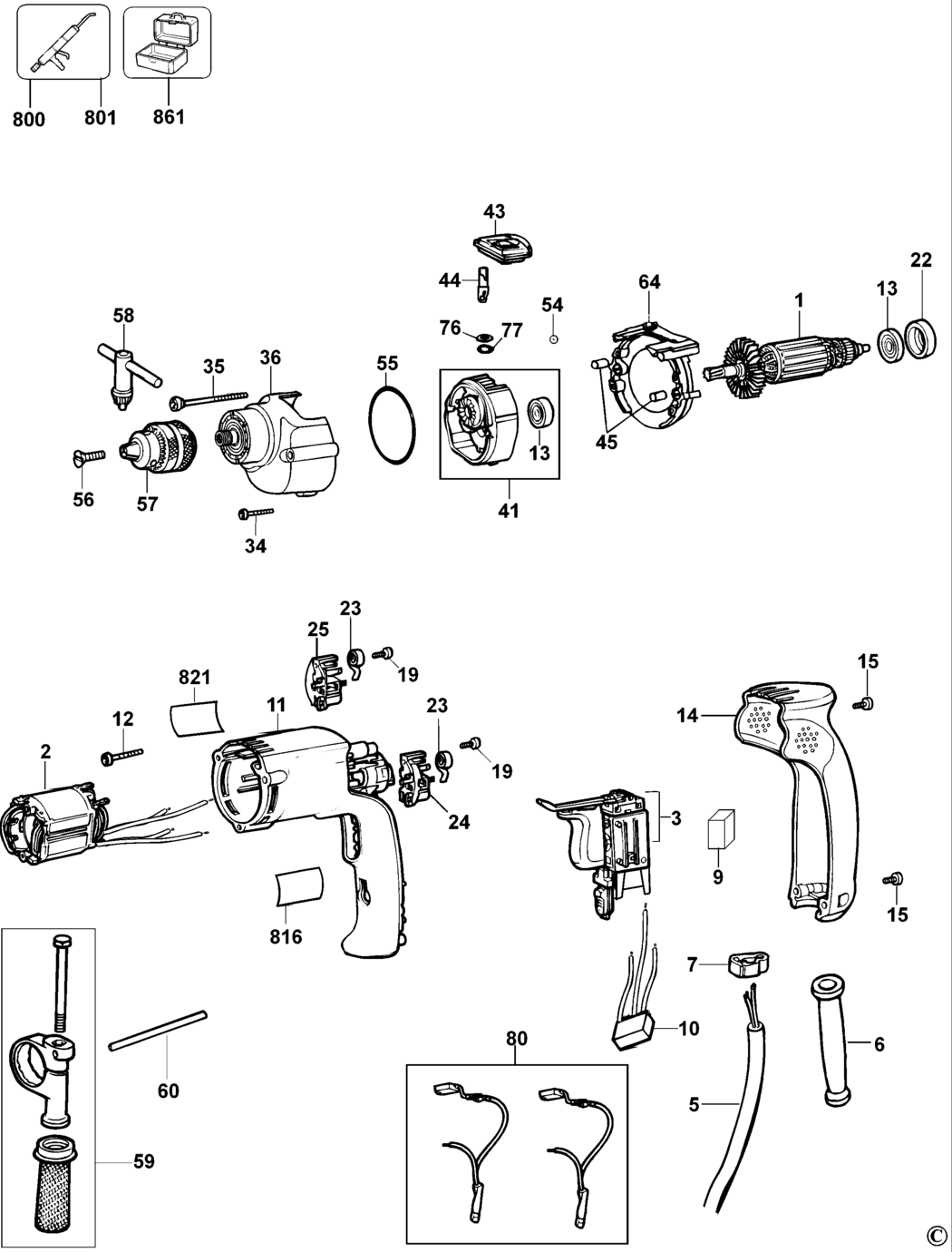 Dewalt D21710 Type 1 Drill Spare Parts