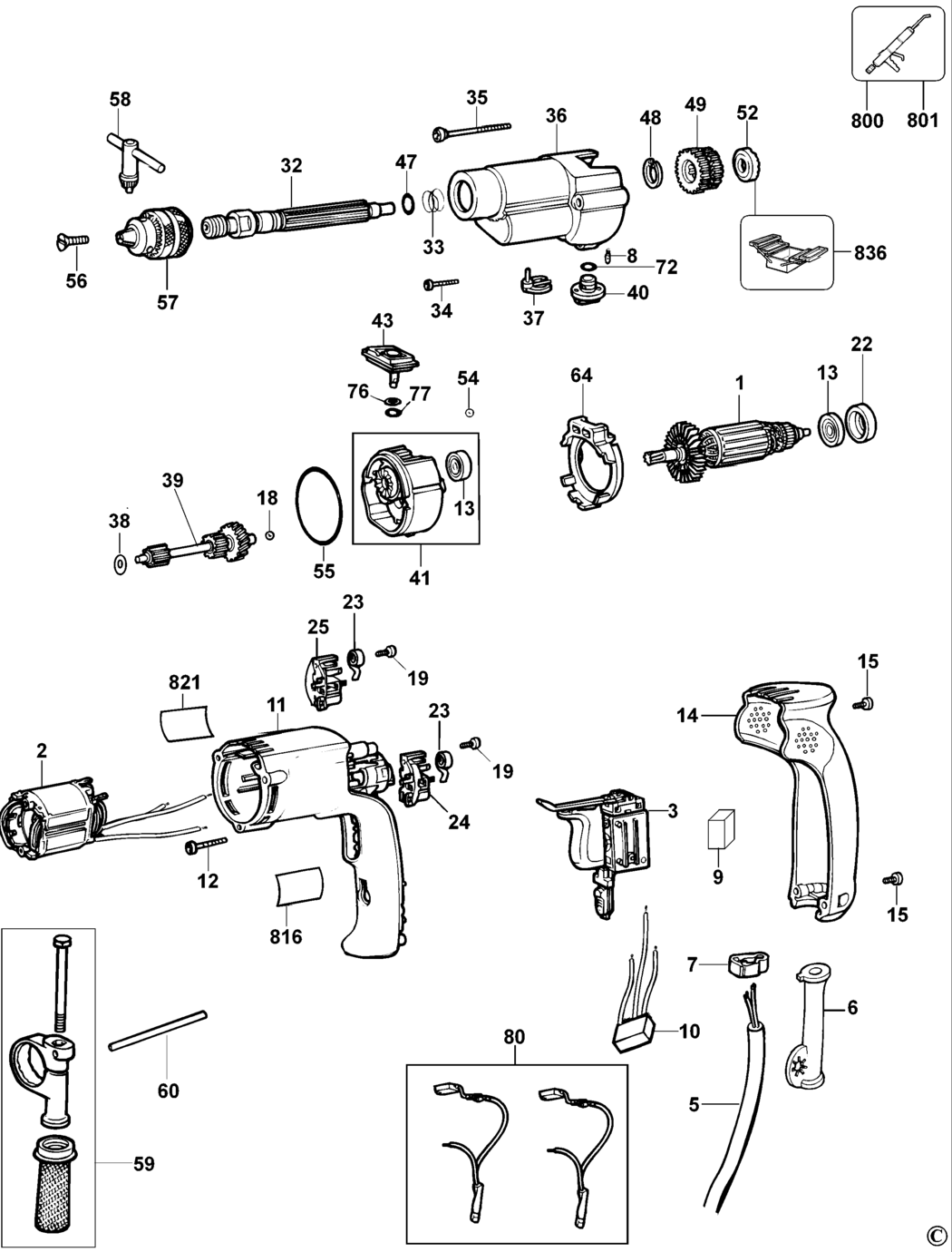 Dewalt D21720 Type 1 Drill Spare Parts