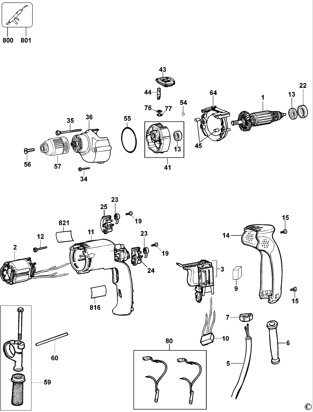 Dewalt D21711 Type 1 Drill Spare Parts