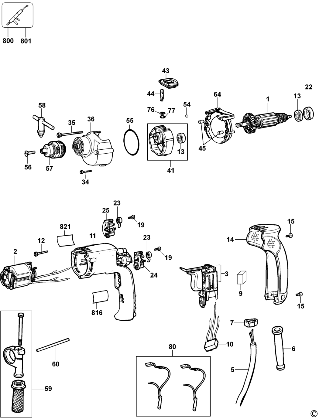 Dewalt D21716 Type 1 Drill Spare Parts