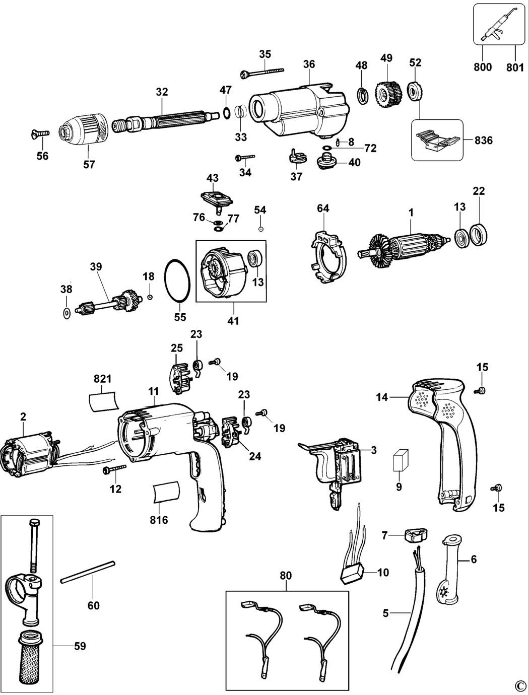 Dewalt D21721 Type 1 Drill Spare Parts