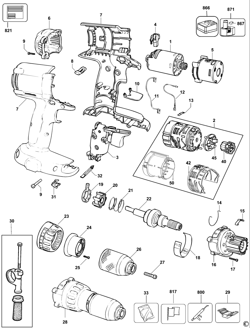 Dewalt DC988K Type 10 Combination Unit Spare Parts