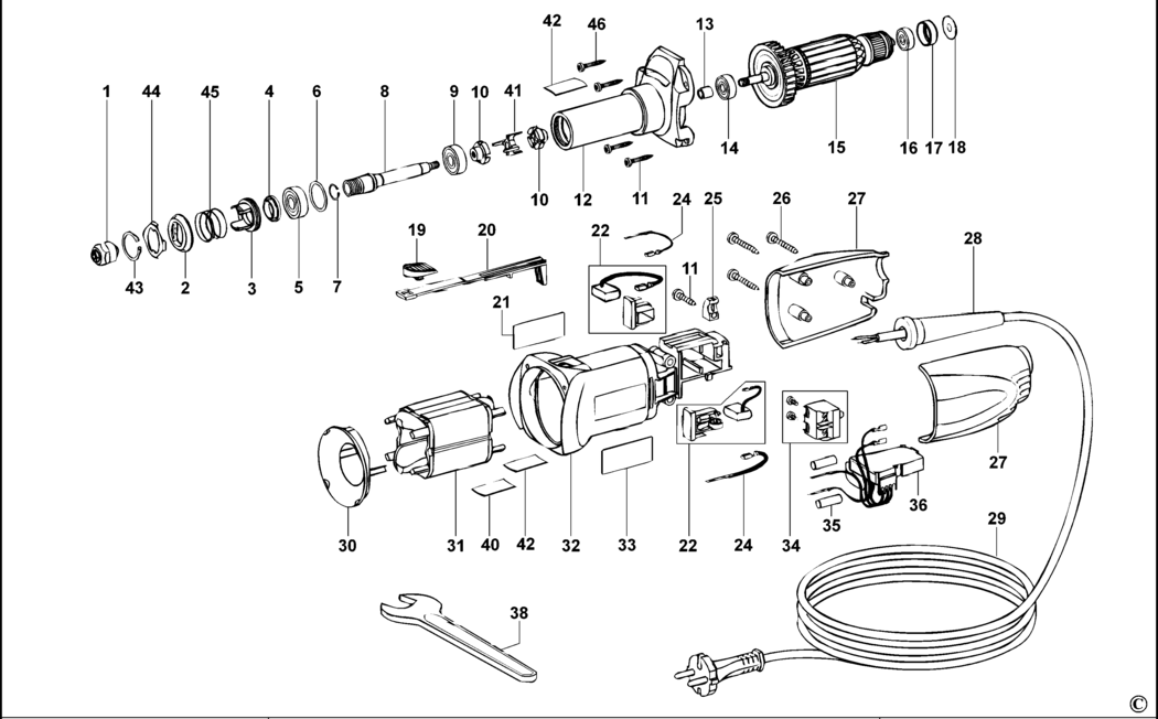 Dewalt D28886 Type 1 Grinder Spare Parts