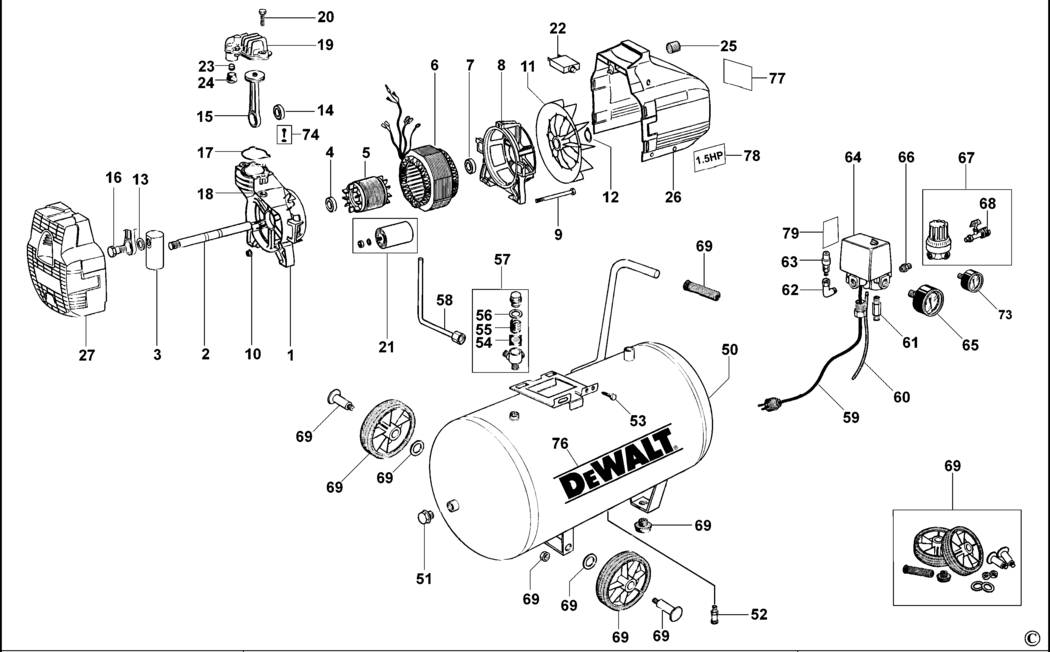 Dewalt D55145 Type 1 Compressor Spare Parts