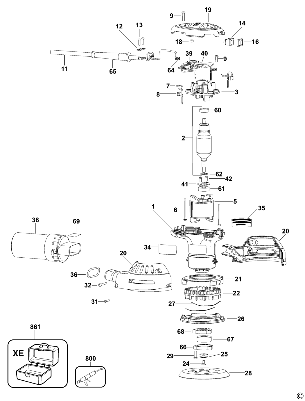 Dewalt D26453 Type 1 Random Orbit Sander Spare Parts