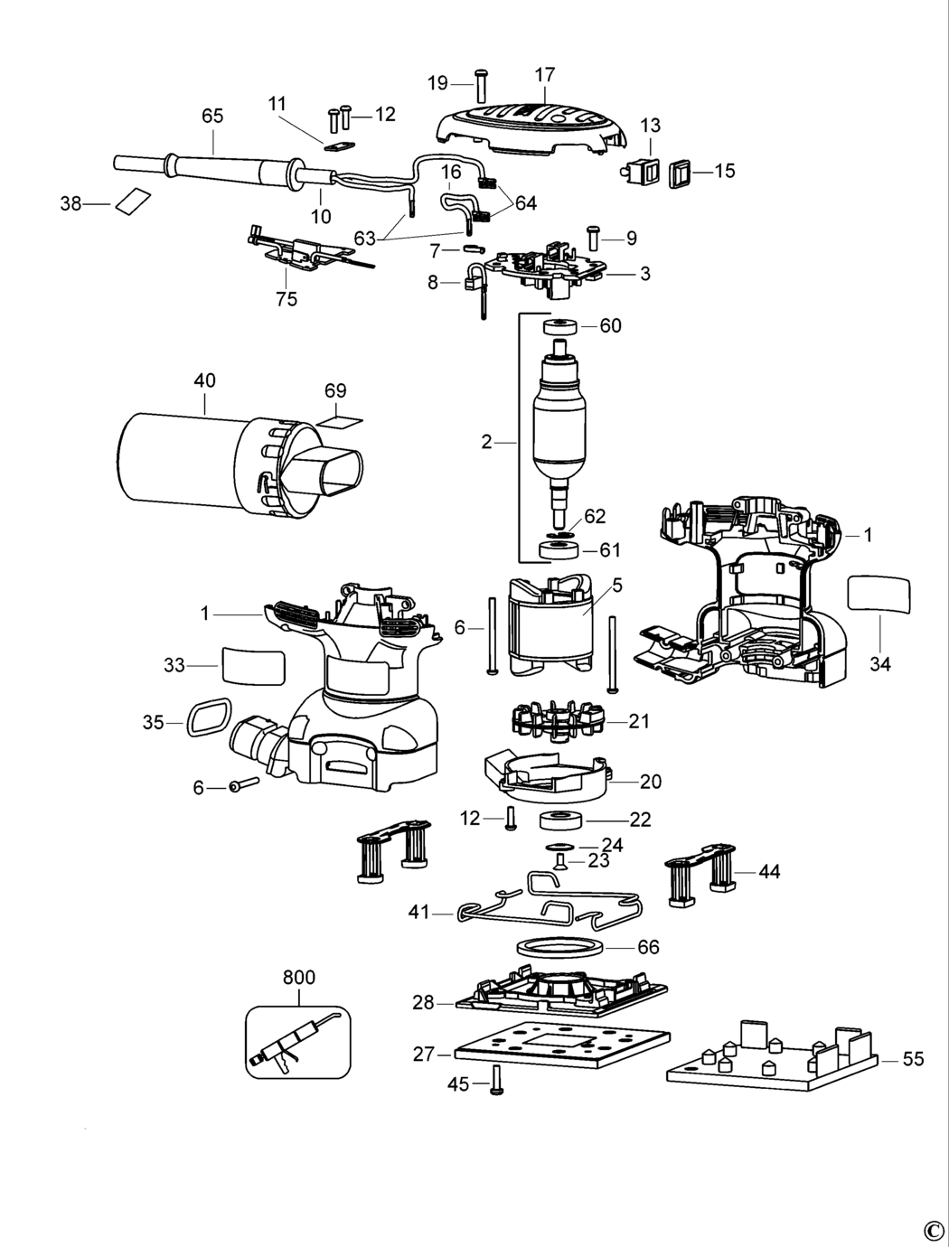 Dewalt D26441 Type 1 Palm Grip Sander Spare Parts