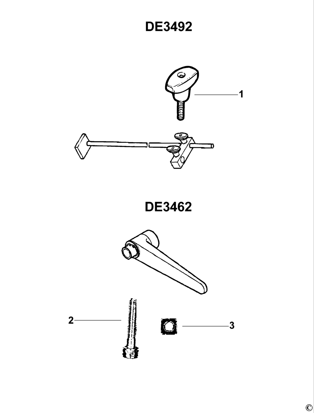 Dewalt DE3492 Type 1 Accessory Spare Parts