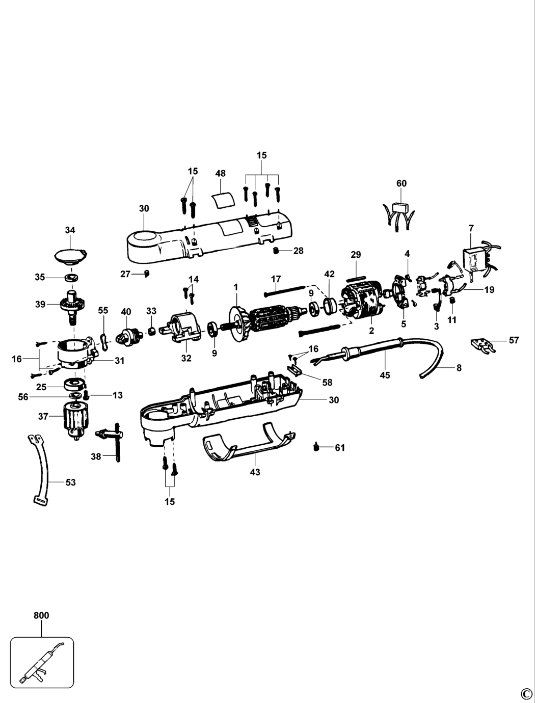 Dewalt DW160 Type 3 Right Angle Drill Spare Parts