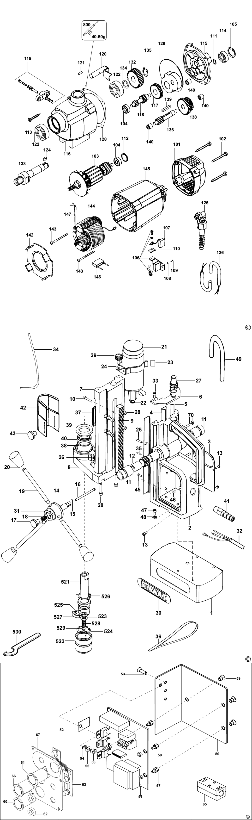 Dewalt D21620K Type 1 Mag Drill Stand Spare Parts