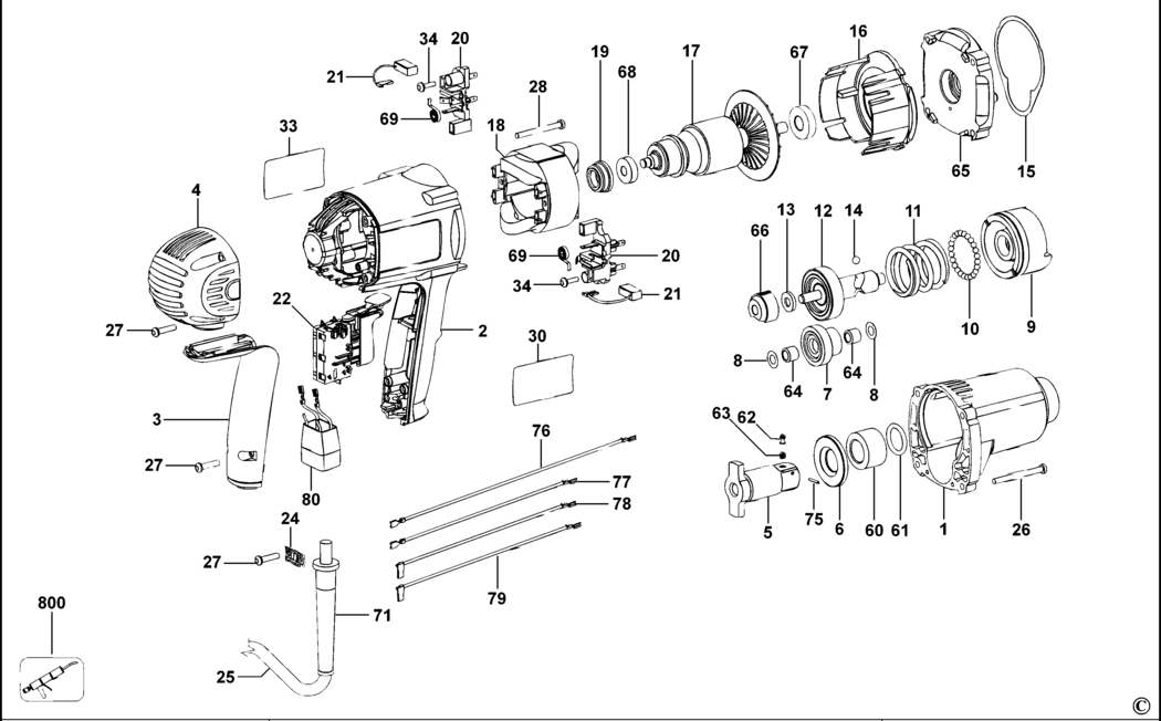 Dewalt DW294 Type 1 Impact Wrench Spare Parts