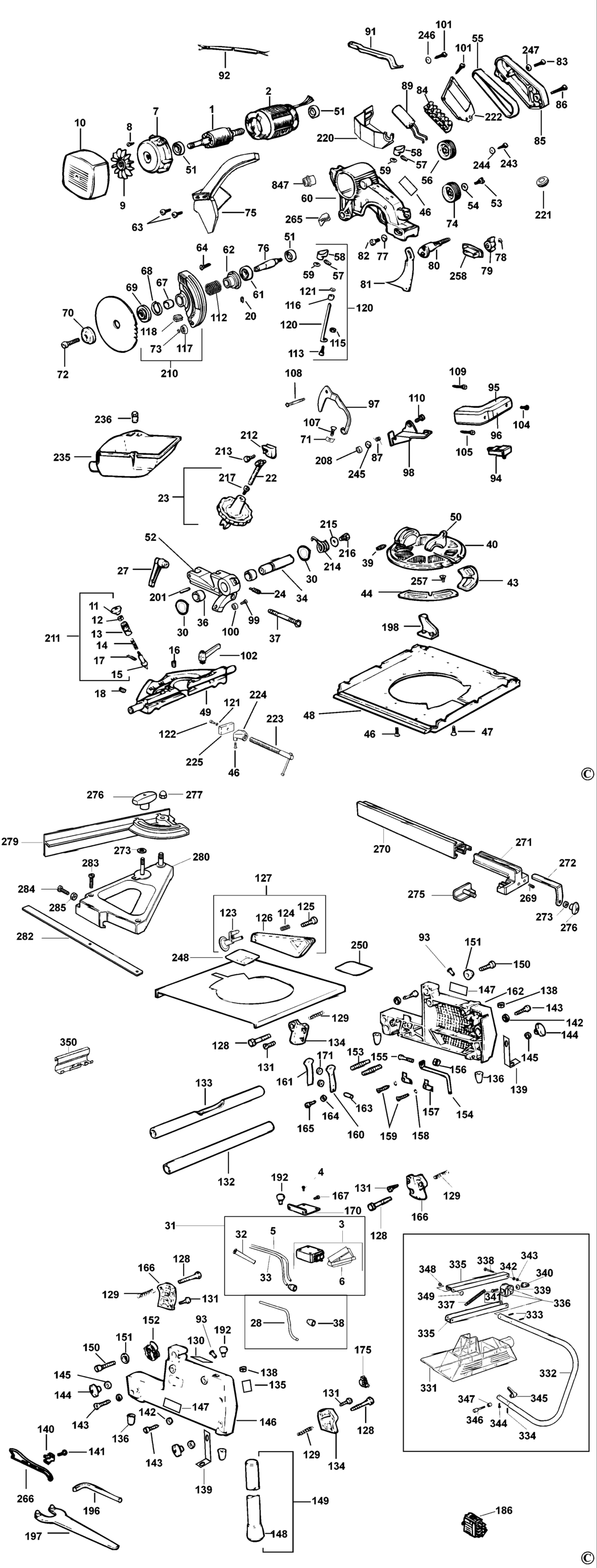 Dewalt DW743 Type 3 Combination Saw Spare Parts