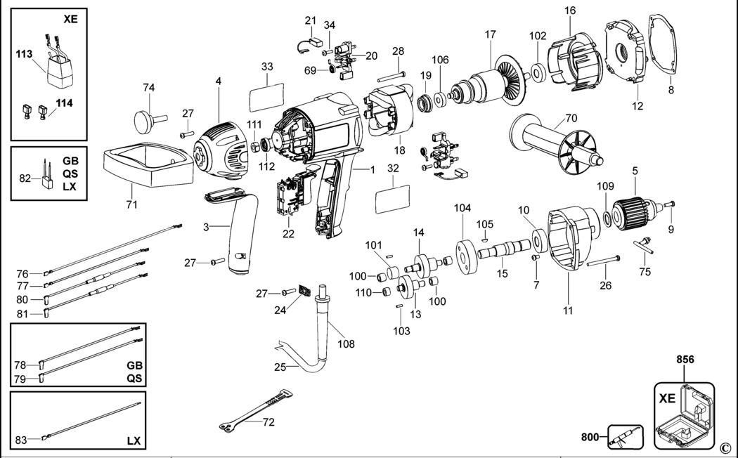 Dewalt D21520 Type 1 Mixer Spare Parts