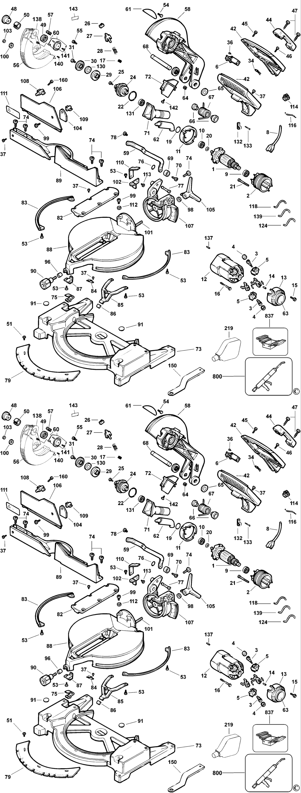 Dewalt DW705 Type 6 Mitre Saw Spare Parts