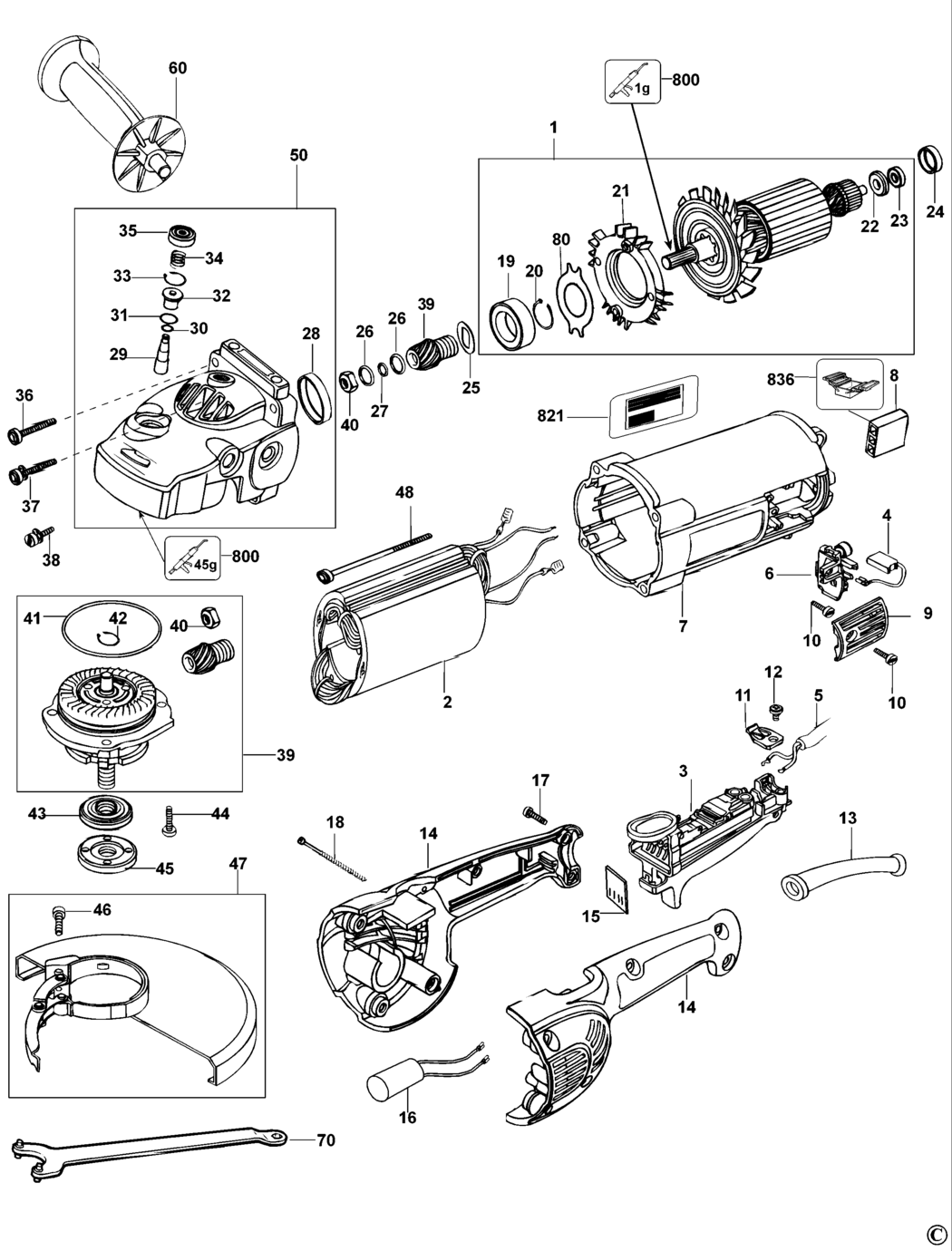 Dewalt D28415 Type 1 Angle Grinder Spare Parts