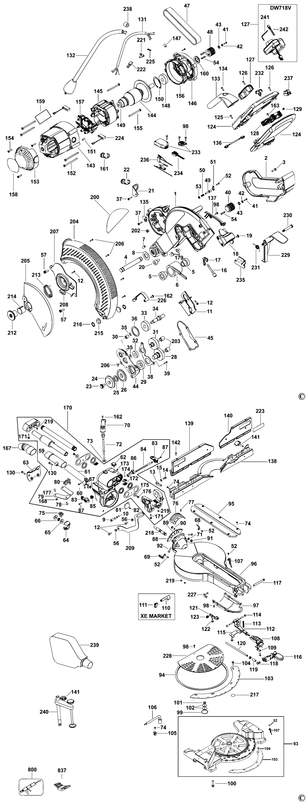 Dewalt DW718 Type 1 Mitre Saw Spare Parts