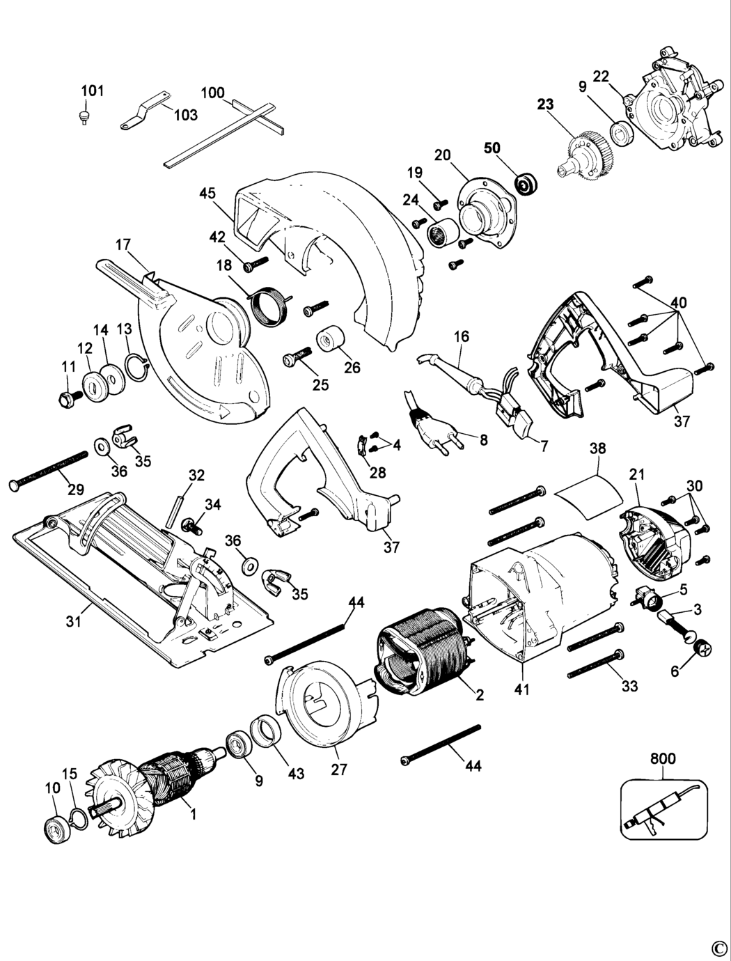 Dewalt DW352 Type 2 Circular Saw Spare Parts