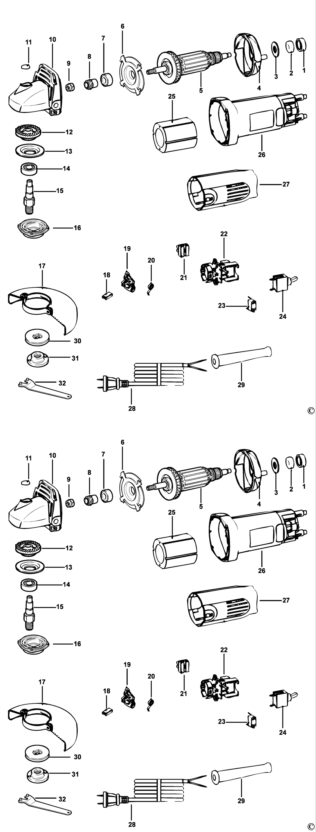 Dewalt DW800 Type 1 Angle Grinder Spare Parts