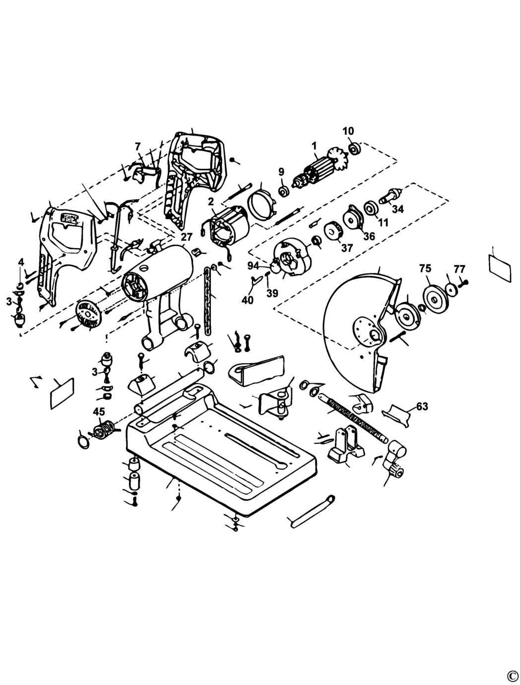 Dewalt DW870 Type 1 Chop Saw Spare Parts