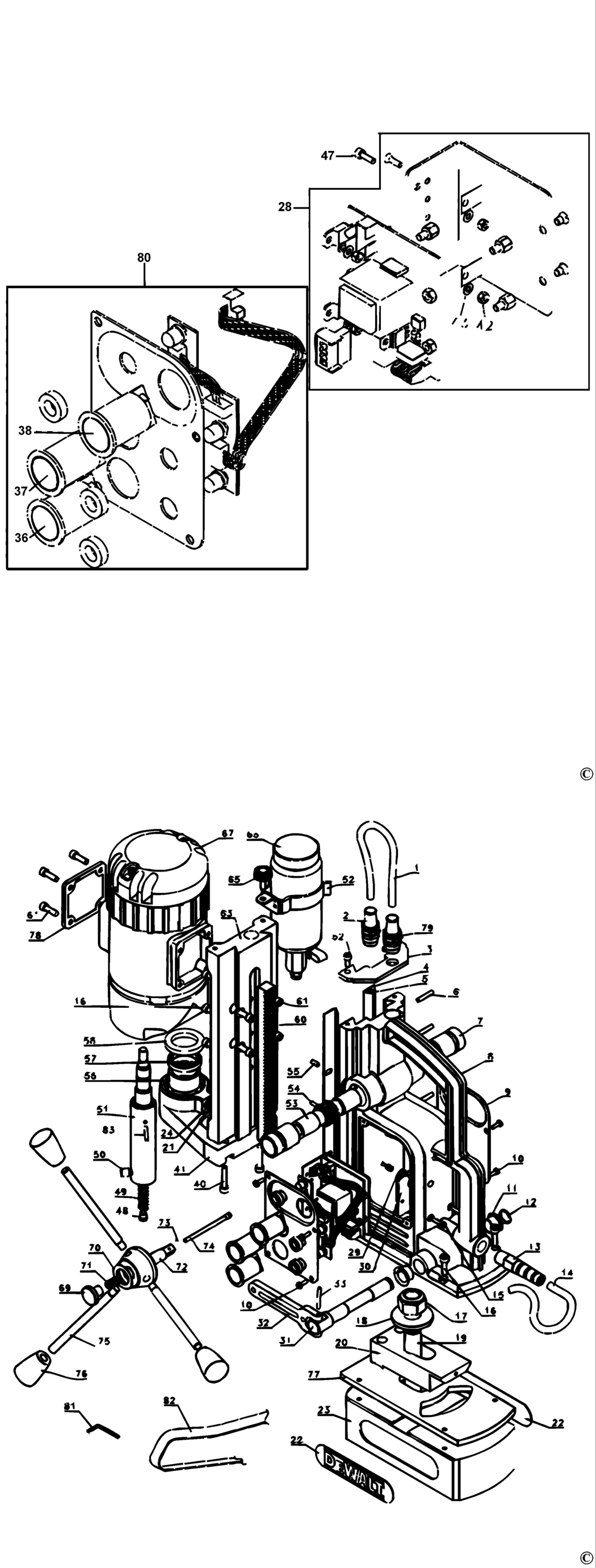 Dewalt DW159 Type 1 Mag Drill Press Spare Parts