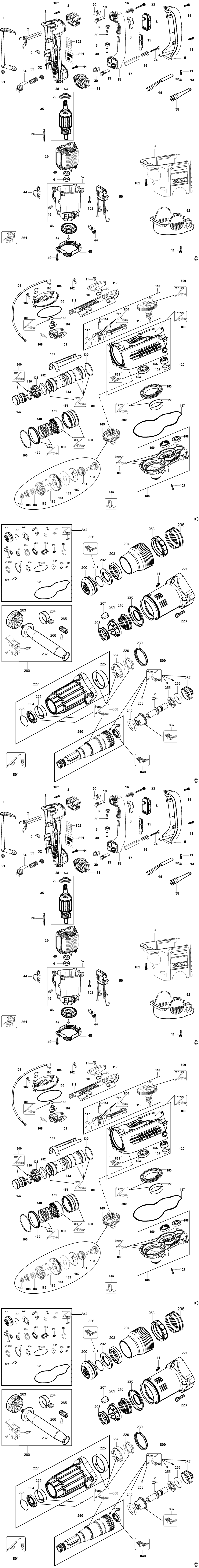 Dewalt D25700K Type 1 Rotary Hammer Spare Parts