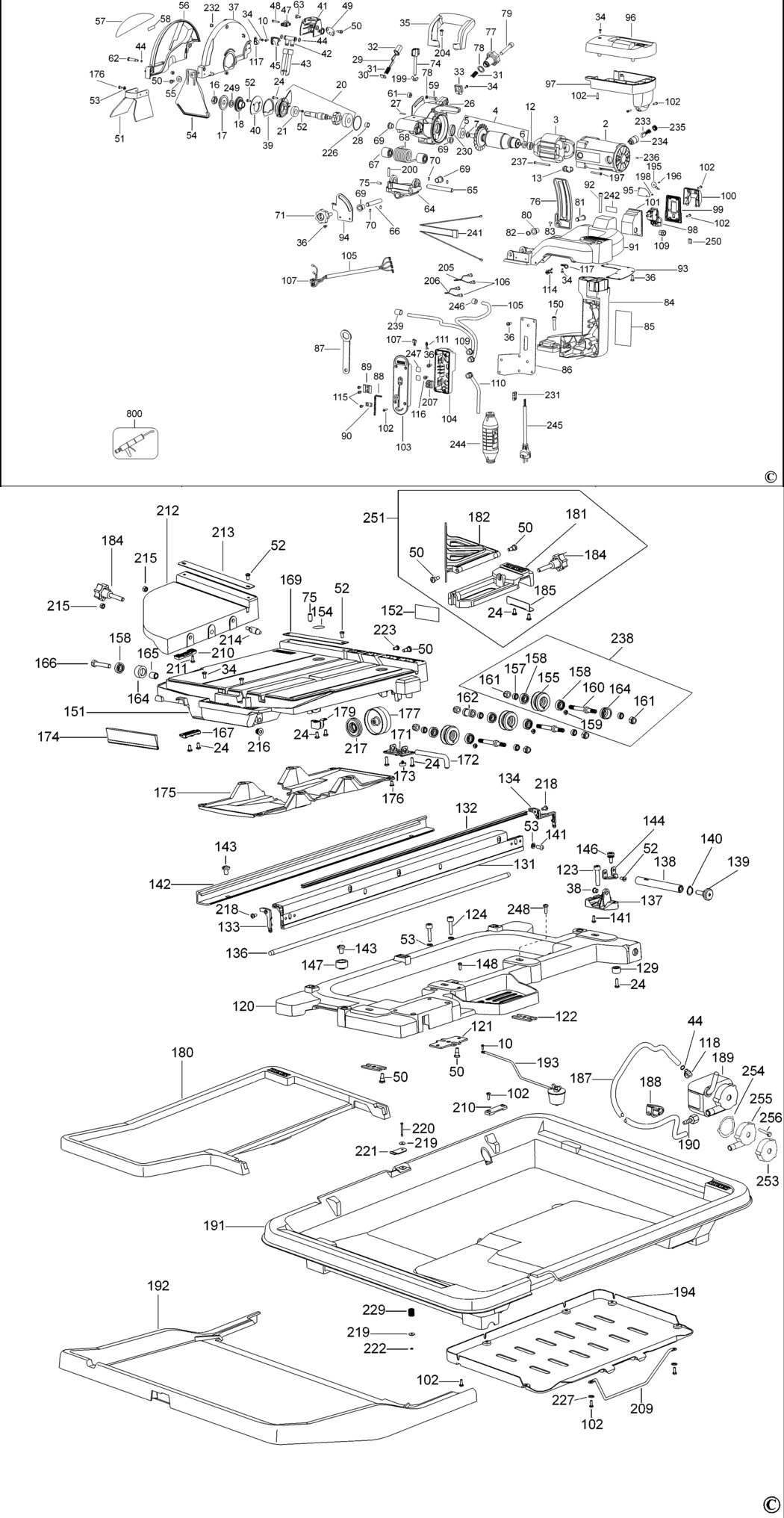 Dewalt D24000 Type 1 Tile Cutter Spare Parts