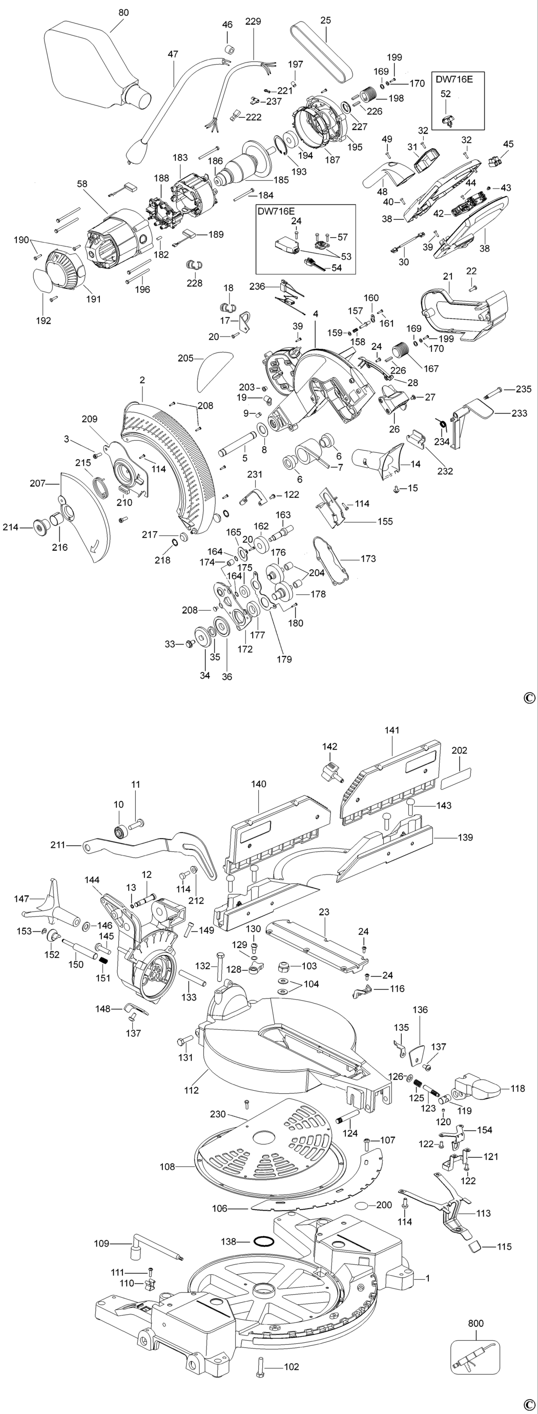 Dewalt DW716 Type 1 Mitre Saw Spare Parts