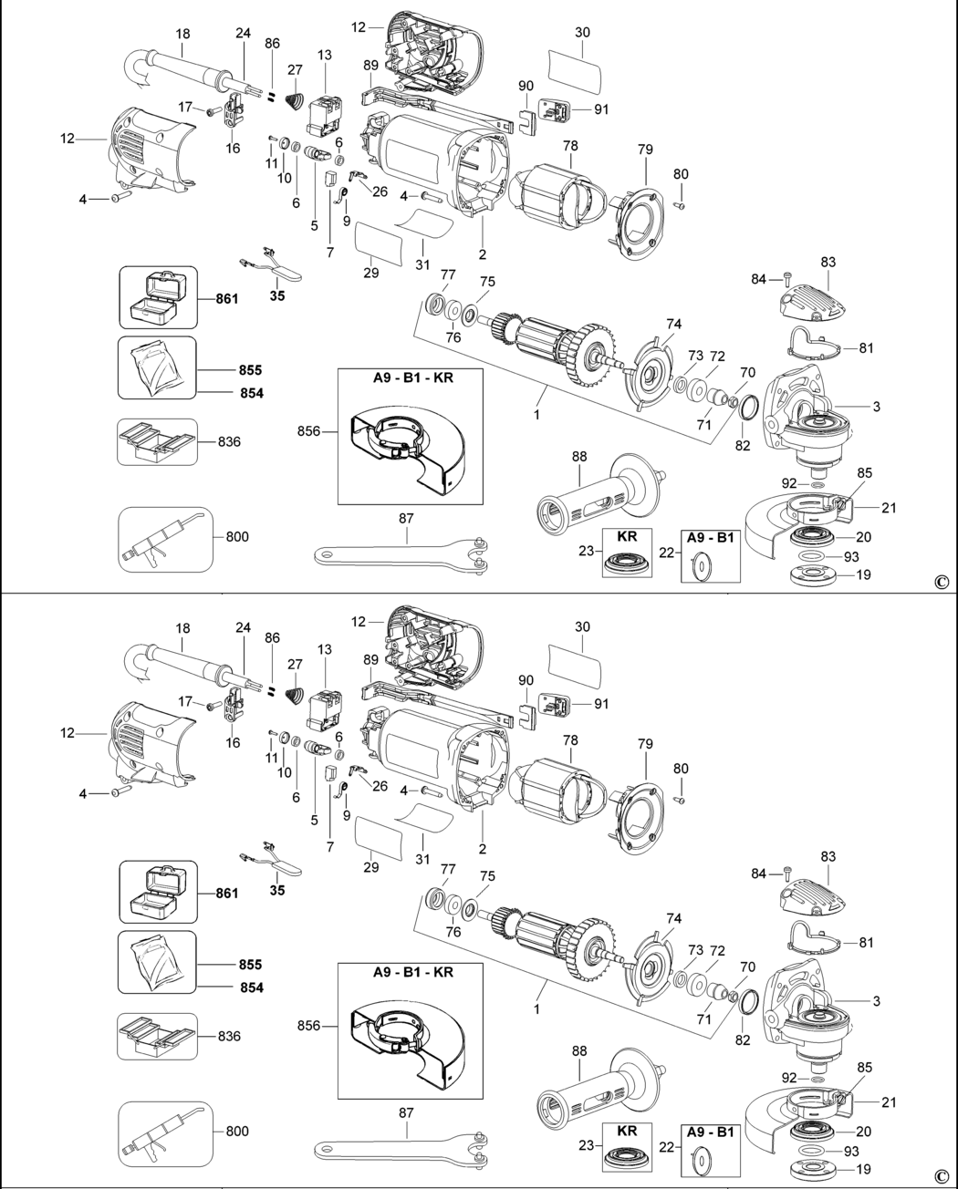 Dewalt D28111 Type 1 Small Angle Grinder Spare Parts