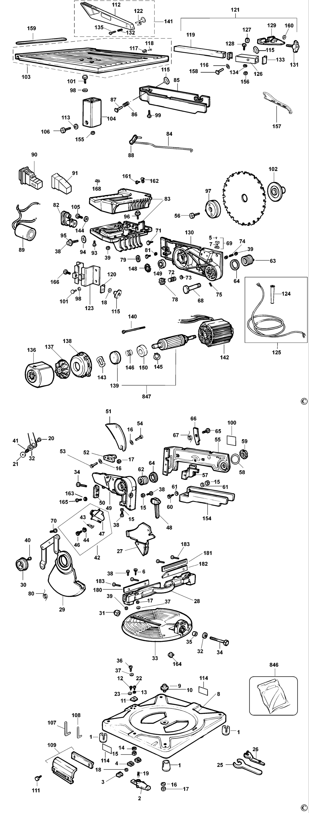 Dewalt DW710 Type 3 Mitre Saw Spare Parts