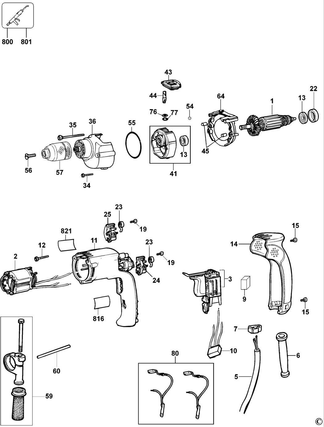 Dewalt D21717 Type 2 Drill Spare Parts