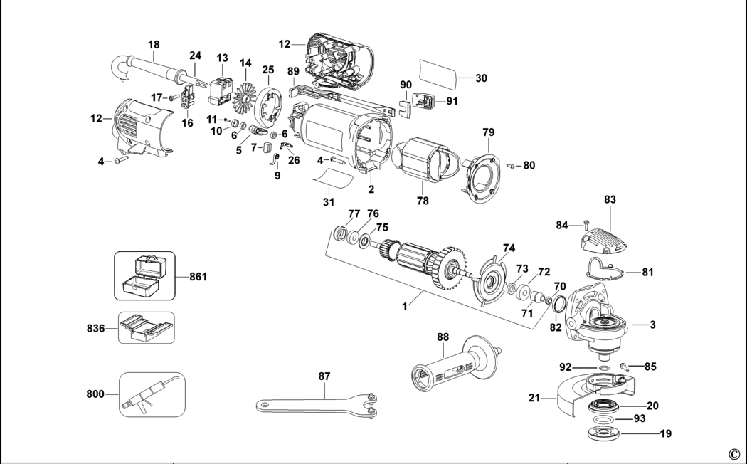 Dewalt D28134 Type 1 Small Angle Grinder Spare Parts