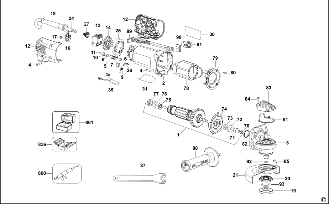 Dewalt D28113 Type 1 Small Angle Grinder Spare Parts