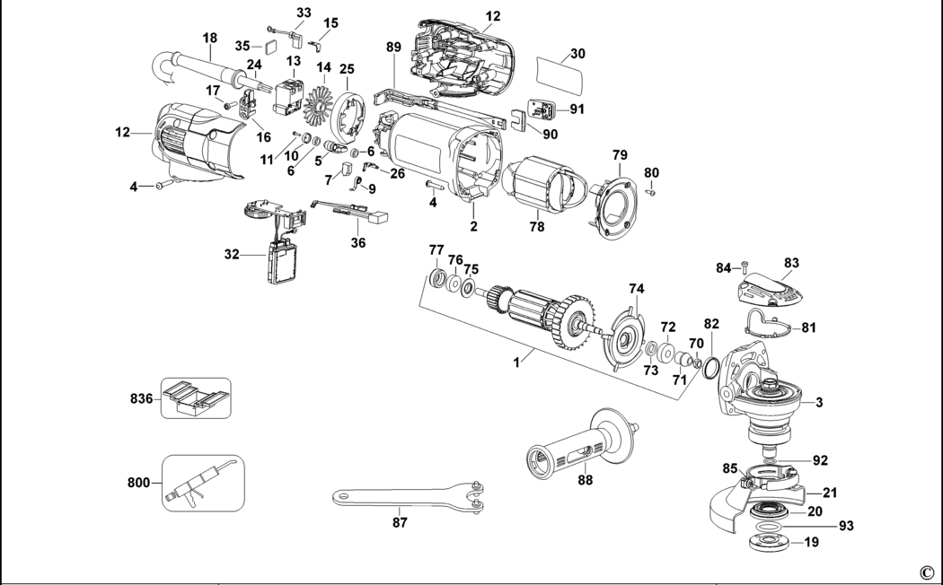 Dewalt D28137 Type 1 Small Angle Grinder Spare Parts